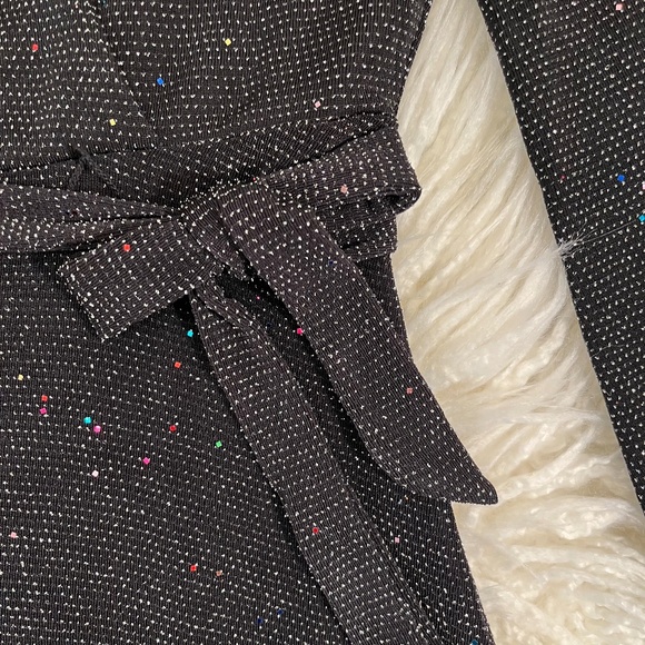 BLUSH by US Angels "Faux Wrapknit dress in Black Sparkle" NWT - Picture 2 of 4